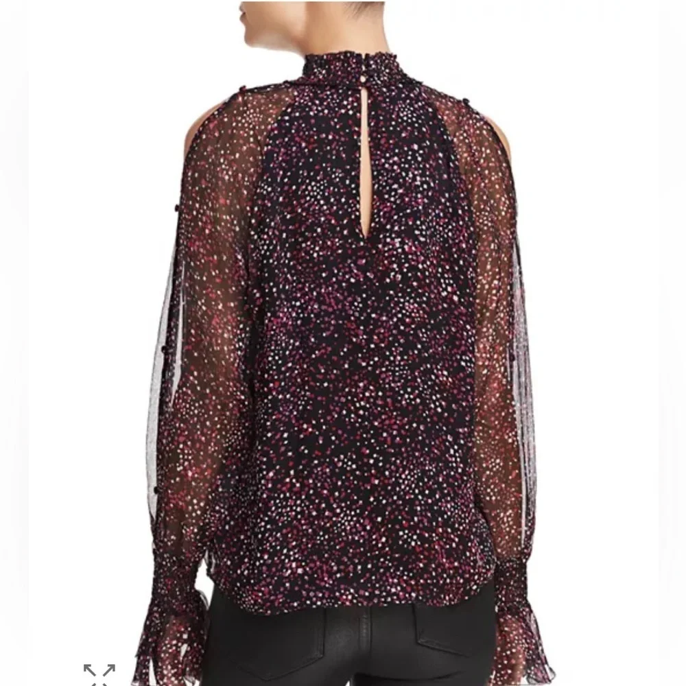 Parker Sabrina Confetti-Print Silk Blouse Sz Small CottageCore Peasant ASO TV